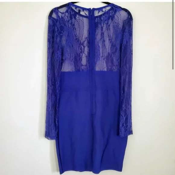 Royal blue lace mesh dress - Picture 3 of 4